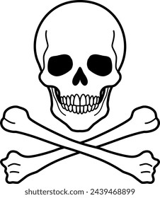 The skull and crossbones isolated on white background