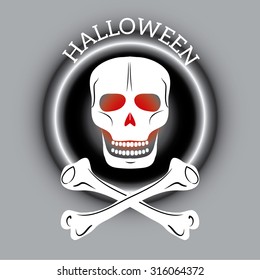 Skull and crossbones,  isolated over gray background.  Vector illustration. 