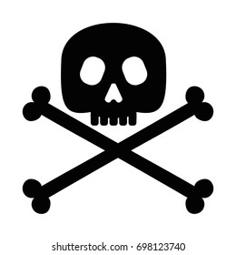 Skull and crossbones. Jolly Roger. Halloween Design Element. Flat vector cartoon illustration. Objects isolated on background.