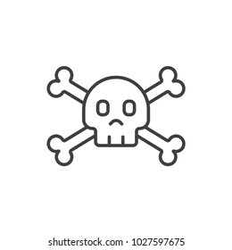 Skull and crossbones line icon.