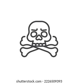 Skull and crossbones line icon. linear style sign for mobile concept and web design. Pirate skull outline vector icon. Death symbol, logo illustration. Vector graphics