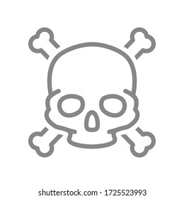 Skull with crossbones line icon. Warning of death, poisonous substances, hazard symbol