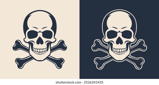 A skull and crossbones logo illustration