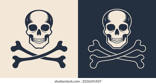 Ilustração do logotipo de um crânio e ossos cruzados