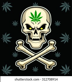 Skull Crossbones Marijuana Leaves Vector Illustration Stock Vector ...