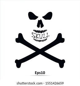 Skull and crossbones - a mark of the danger warning. Vector Illustration. Icon isolated on white background
