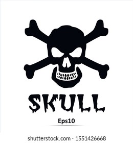 Skull and crossbones - a mark of the danger warning. Vector Illustration. Icon isolated on white background