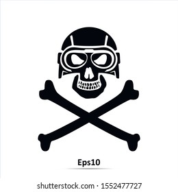 Skull and crossbones - a mark of the danger warning. Vector Illustration. Icon isolated on white background