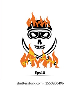 Skull and crossbones - a mark of the danger warning. Vector Illustration. Icon isolated on white background