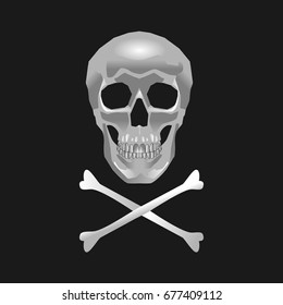 Skull and crossbones - a mark of the danger warning. Vector illustration isolated on black background.