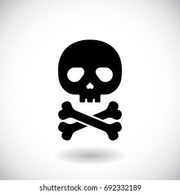 Skull and crossbones - a mark of the danger warning. Vector illustration