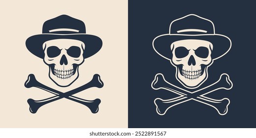 Skull and crossbones monochrome silhouette illustration