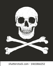 Skull and crossbones monochrome vector illustration