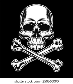 Skull and crossbones on black