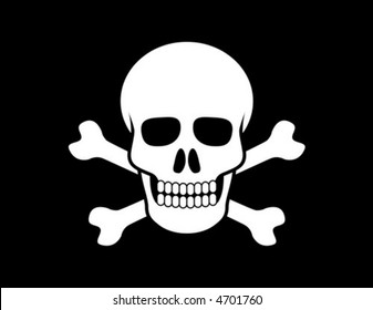 Skull and Crossbones on black background