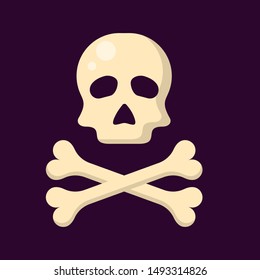 skull and crossbones on a dark background in flat style