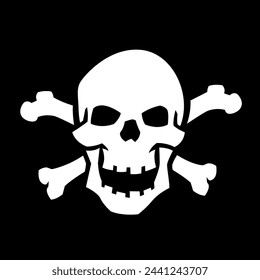 Skull and crossbones on a dark background.