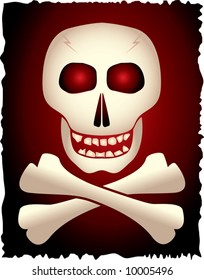 Skull and cross-bones on gradient background. Vector illustration.