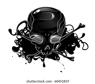 Skull with crossbones on grunge background