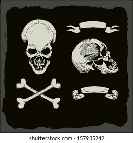 skull and crossbones, on gunge background, pirate, heavy metal cover template