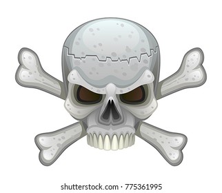 Skull with crossbones on a white background