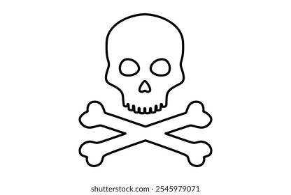 Skull and crossbones outline icon. Clipart image isolated on white background