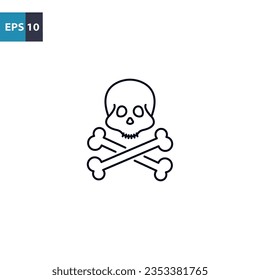 Skull and crossbones outline icon Vector illustration