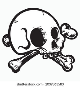 skull and crossbones outline vector illustration