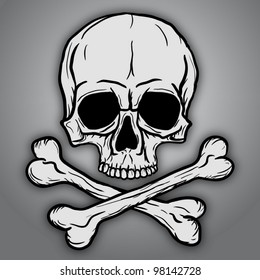 Skull and Crossbones over gray background. Vector EPS10.