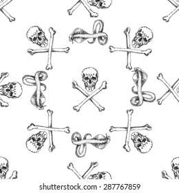 skull and crossbones pattern, vector illustration