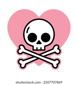 Skull and Crossbones with Pink Heart