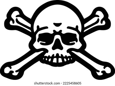 A skull and crossbones pirate jolly roger grim reaper cartoon