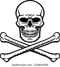 A skull and crossbones pirate jolly roger grim reaper cartoon