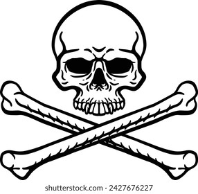 A skull and crossbones pirate jolly roger grim reaper cartoon