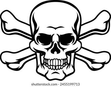 A skull and crossbones pirate jolly roger grim reaper cartoon