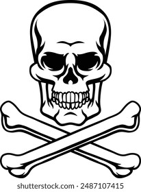 A skull and crossbones pirate jolly roger grim reaper cartoon