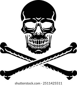 A skull and crossbones pirate jolly roger grim reaper cartoon