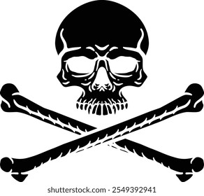 A skull and crossbones pirate jolly roger grim reaper cartoon