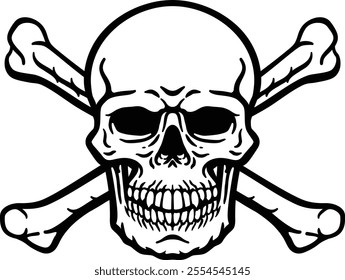 A skull and crossbones pirate jolly roger grim reaper cartoon