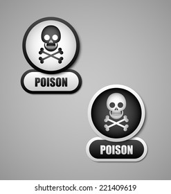 Skull and crossbones poison icon isolated on grey background