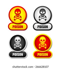 Skull and crossbones poison icons isolated on white background