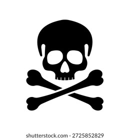 Calavera y huesos cruzados, símbolo de advertencia de veneno, ícono de Vector sólido