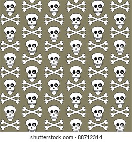 Skull and crossbones seamless pattern