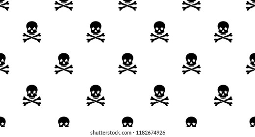 Skull Crossbones seamless pattern Halloween vector pirate bone star poison Ghost Christ cross scarf isolated repeat wallpaper tile background illustration