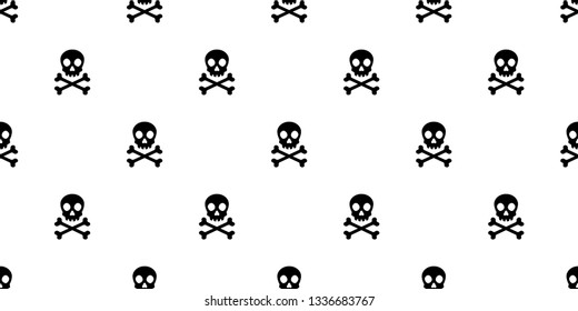 Skull Crossbones seamless pattern Halloween vector pirate bone ghost scarf isolated repeat wallpaper tile background cartoon illustration