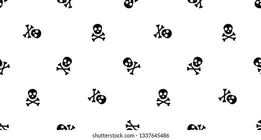 Skull Crossbones seamless pattern Halloween vector pirate bone ghost scarf isolated repeat wallpaper tile background cartoon illustration doodle