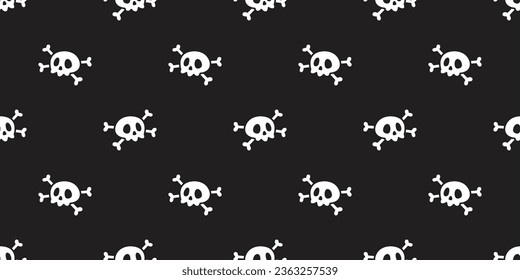skull crossbones seamless pattern Halloween ghost vector bone cartoon gift wrapping paper tile background scarf isolated repeat wallpaper illustration doodle design