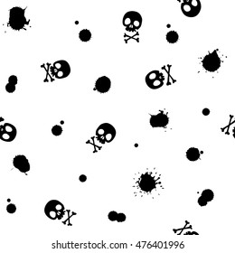 Skull and crossbones seamless pattern. Scary Halloween background or pirate themed texture.