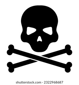 Skull and crossbones silhouette. Danger sign. Vector illustration isolated on white.