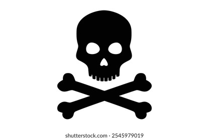 Skull and crossbones silhouette icon. Clipart image isolated on white background